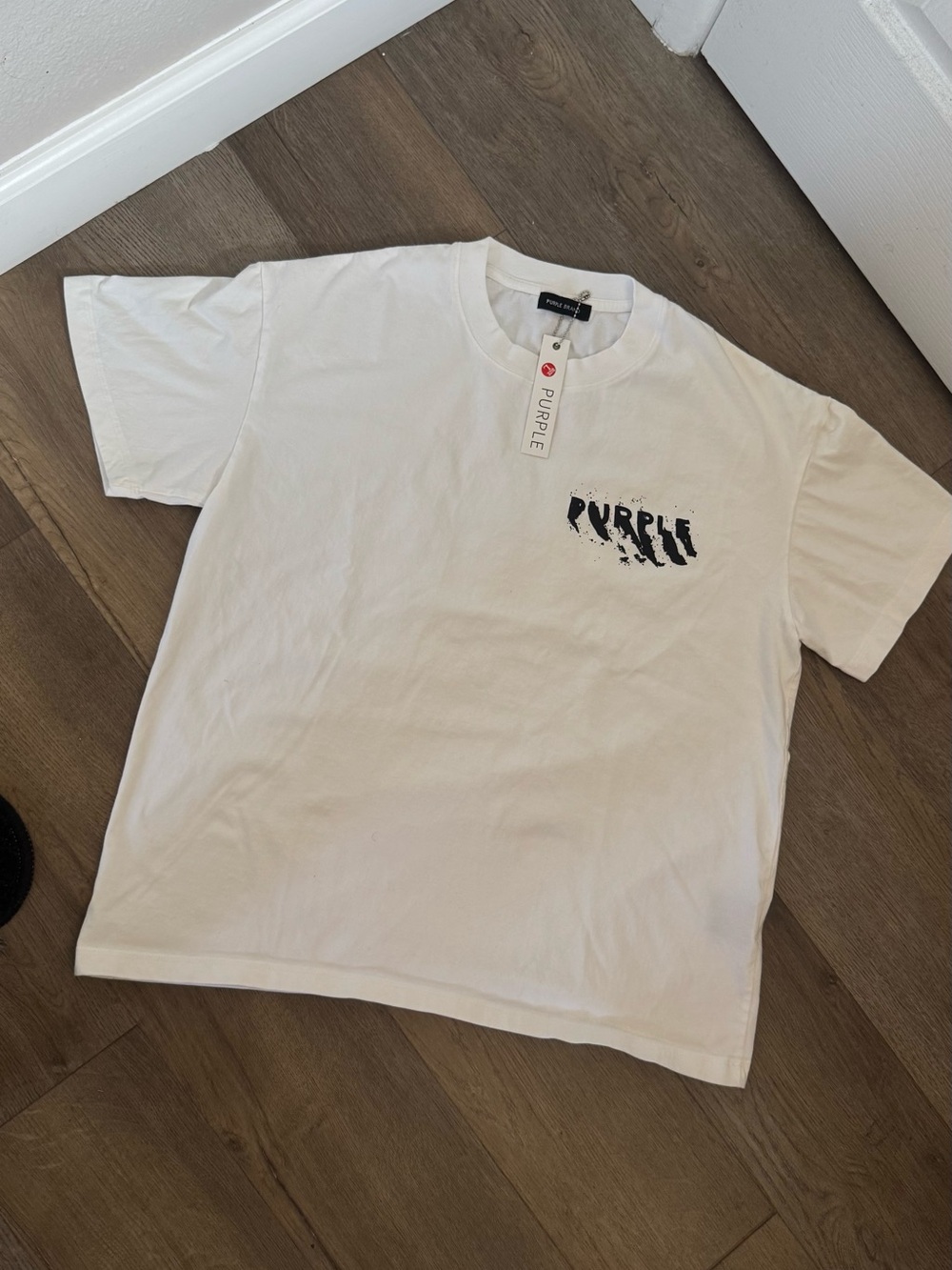 Purple Brand White Graphic Logo Tee for Men